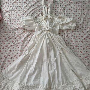 Amazon White Ruffled Off-Shoulder Formal Dress for Girls